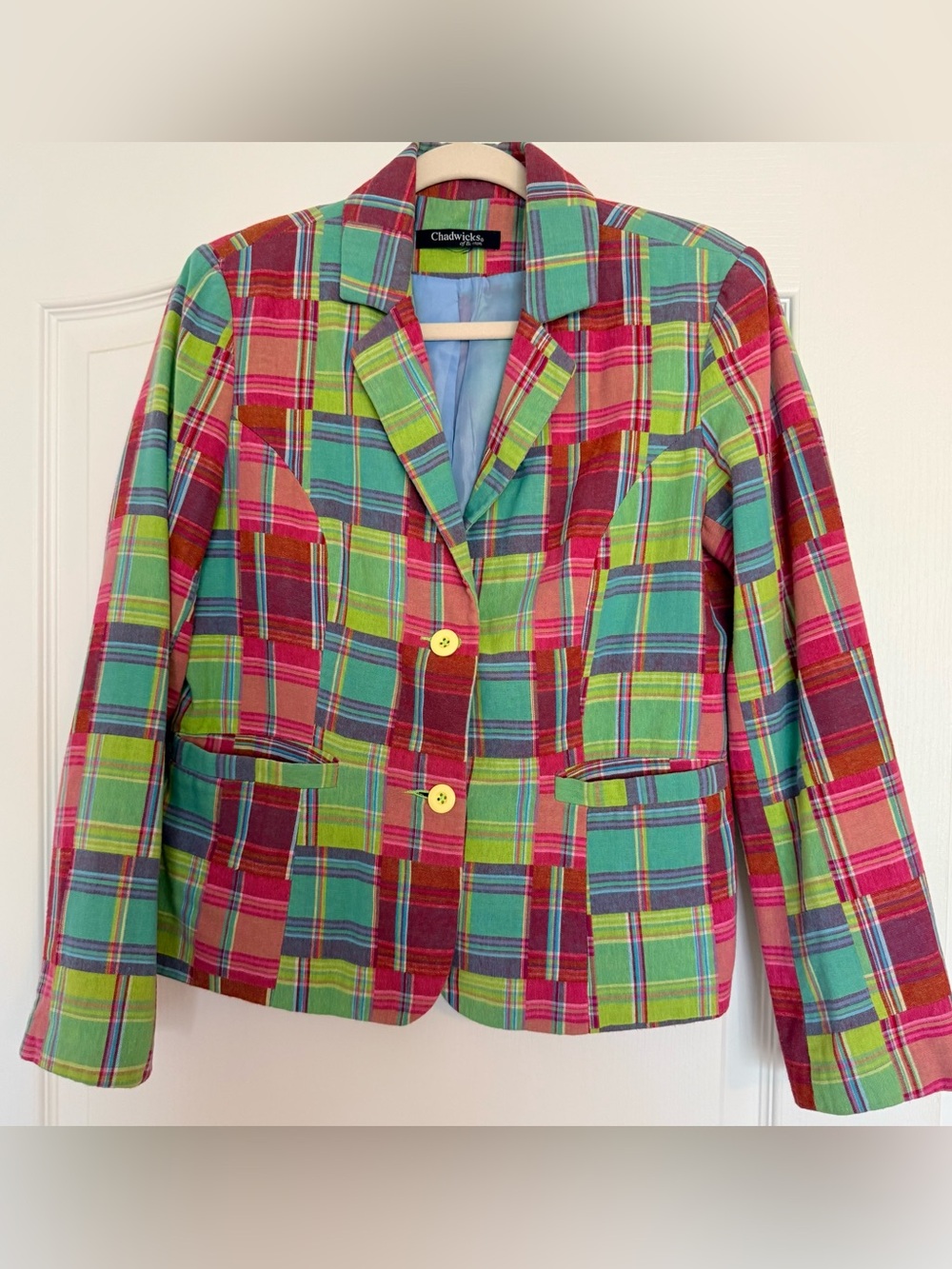 Chadwicks of Boston Colorful Patchwork Plaid Blazer Jacket